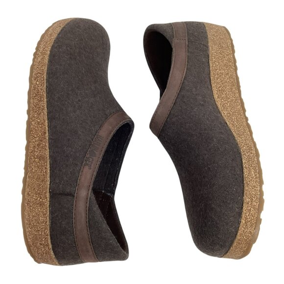 Haflinger Grizzly Torben Unisex 41 Wool Welt Closed Heel Clogs Brown Slip-On - Picture 3 of 10